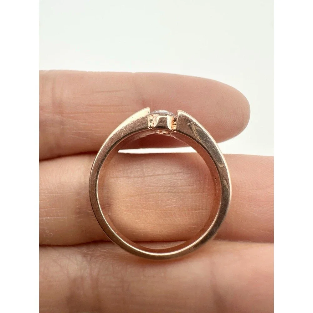 925 Sterling Silver Rose Gold Plated Ring Size 6.75